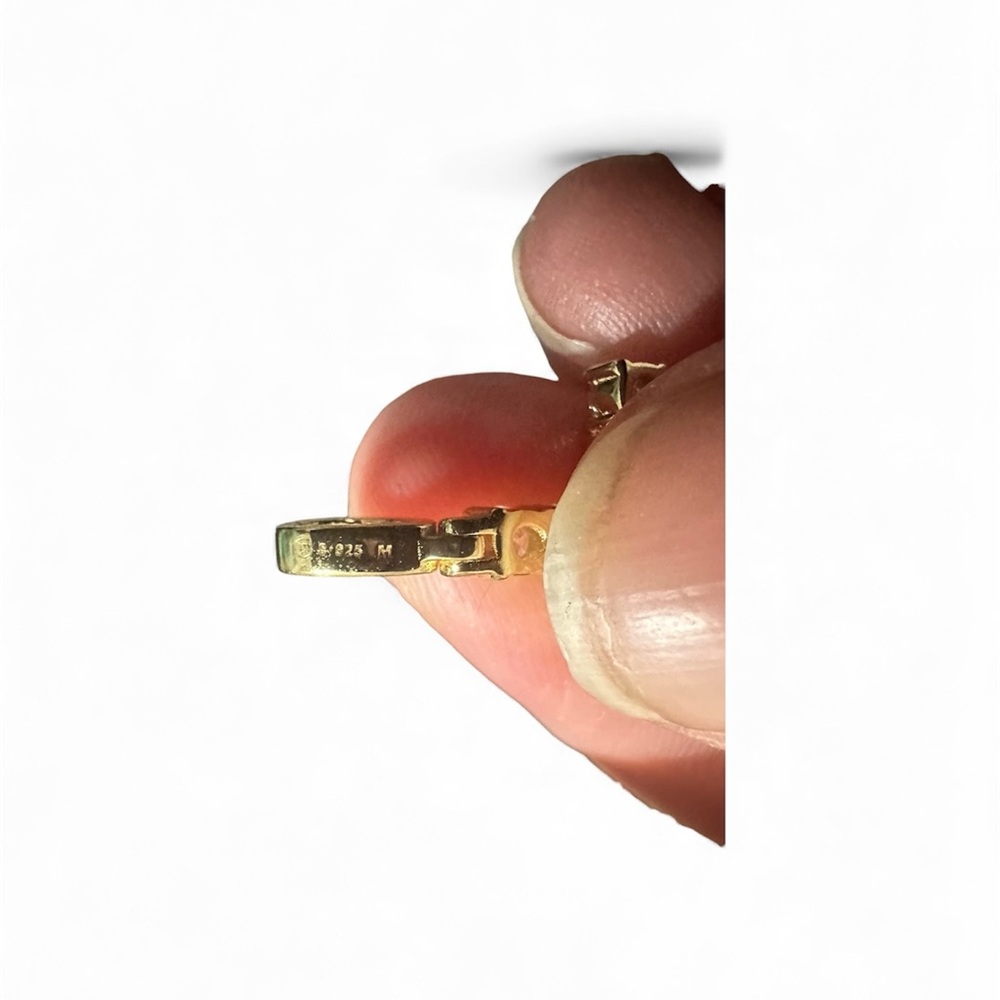 925 Sterling Silver Gold Tone CZ Cross Pendant - Picture 3 of 4